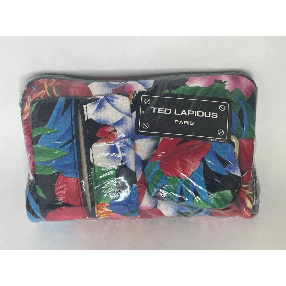 New/Sealed Ted Lapidus Paris Colorful Clutch Cosmetics Bag Floral